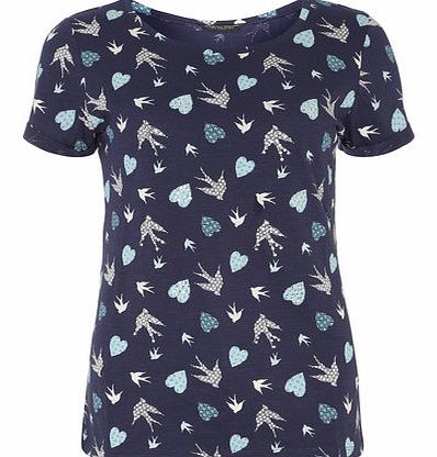 Dorothy Perkins Womens Navy Swallow Bling Tee- Navy DP56387723