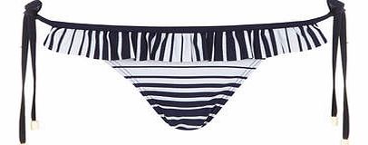 Dorothy Perkins Womens Navy/White Stripe Ruffle Tie Side