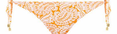 Dorothy Perkins Womens Orange Paisley Tie Side Bikini Bottoms-