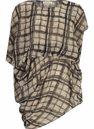 Womens Orien Love Beige Checked Asymmetric