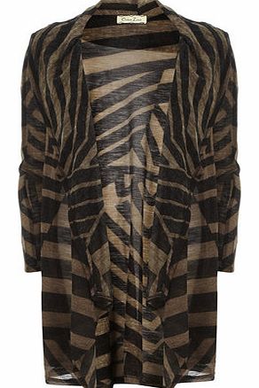 Womens Orien Love Brown Pattern Draped Cardigan-