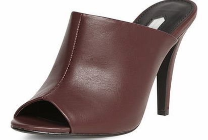 Dorothy Perkins Womens Oxblood high peep toe mule heels- Oxblood