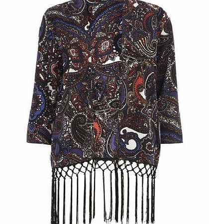 Dorothy Perkins Womens Paisley Print Long Line Kimono- Red