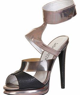 Womens Paper Dolls Black and Metallic Heels-