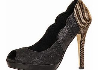 Womens Paper Dolls Black and Metallic Platform