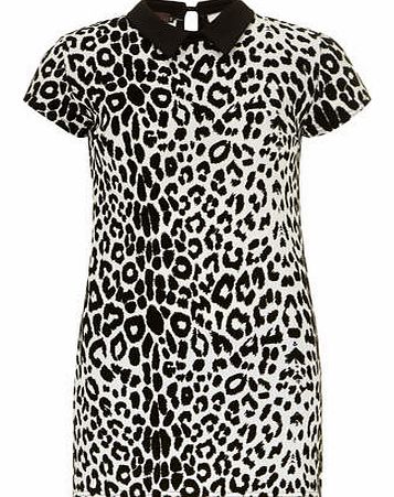 Womens Petals White Flock Animal Print Dress-