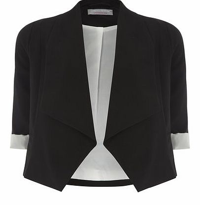 Dorothy Perkins Womens Petite black waterfall jacket- Black