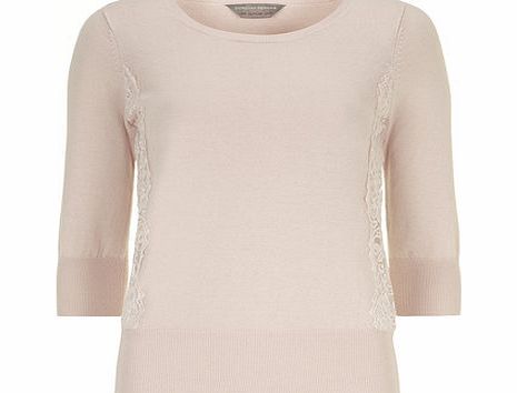 Dorothy Perkins Womens Petite blush lace jumper- Blush DP79232710