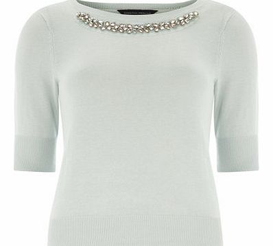 Womens Petite embellished jumper- Mint DP79234100