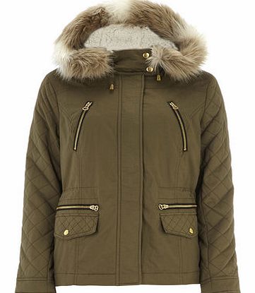 Dorothy Perkins Womens Petite faux fur cotton parka jacket-