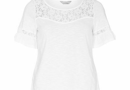 Dorothy Perkins Womens Petite flutter sleeve top- White DP79291002