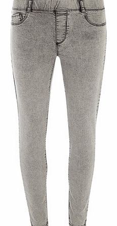 Womens Petite Grey Acid Wash Eden Jeggings-