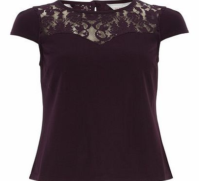 Dorothy Perkins Womens Petite lace insert top- Purple DP79262971