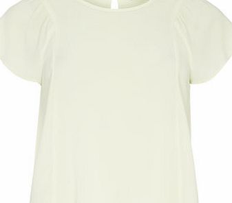 Dorothy Perkins Womens Petite Textured flutter top- Green