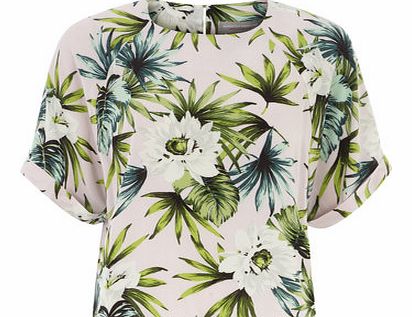 Dorothy Perkins Womens Petite Tropical Kimono Tee- Pink DP79260914