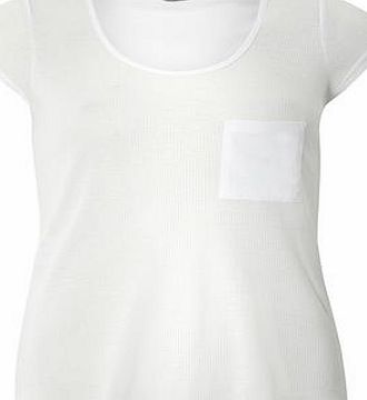 Dorothy Perkins Womens Petite white rib pocket tee- White