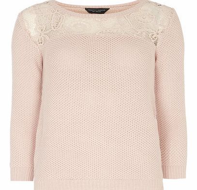 Dorothy Perkins Womens Pink Crochet Yoke Jumper- Pink DP55458581