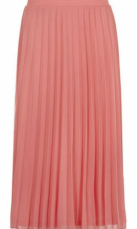 Womens Pink Mesh Pleat Midi Skirt- Pink DP14541100