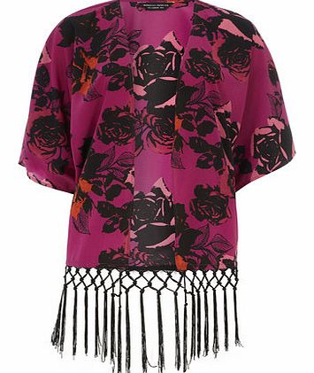 Dorothy Perkins Womens Pink Rose Tasselled Kimono- Pink DP05495314