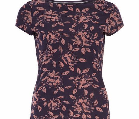 Womens Plum Floral Tee- Purple DP56387371