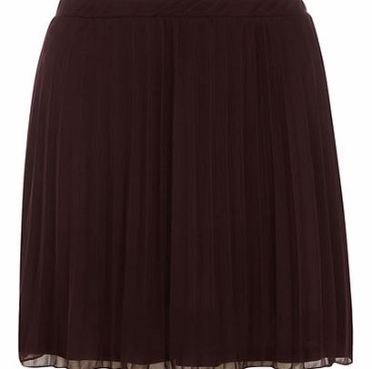 Womens Plum Mesh Pleated Mini Skirt- Purple