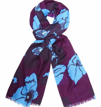 Dorothy Perkins Womens Purple New Boho Floral Scarf- Purple