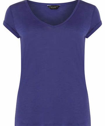 Dorothy Perkins Womens Purple V neck slubby tee- Purple DP56354372