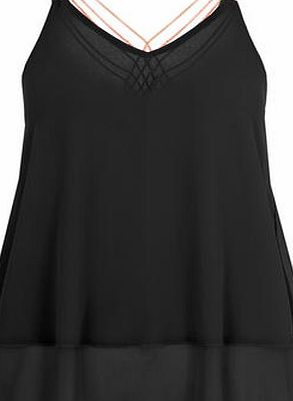 Dorothy Perkins Womens Quiz Double Layer Cami Top- Black