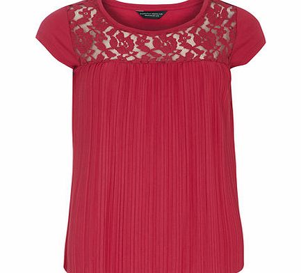 Dorothy Perkins Womens Raspberry Pleated Yoke Jersey Tee- Pink