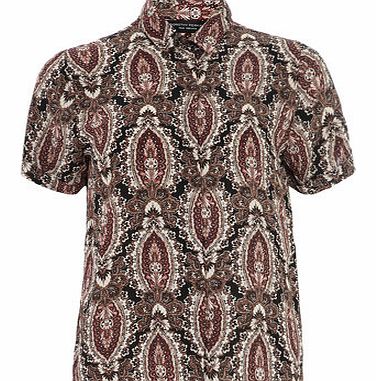 Dorothy Perkins Womens Red Paisley Short Sleeve Shirt- Red