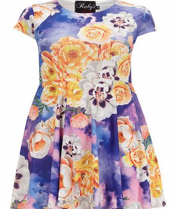 Womens Ruby Closet Blue Floral Skater Dress-