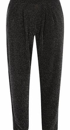 Dorothy Perkins Womens Silver sparkle hareem trousers- Black