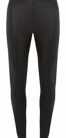 Womens Tall Black Leather Look leggings- Black