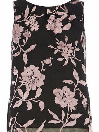 Dorothy Perkins Womens Tall Black Sleeveless Floral Top- Black