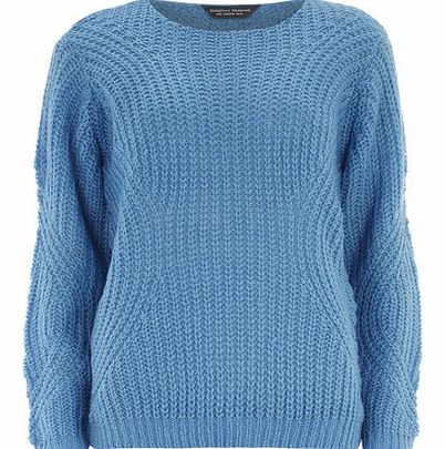 Womens Tall Blue Sleeve Detail Jumper- Blue