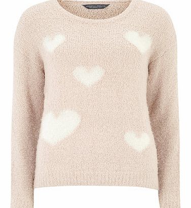 Dorothy Perkins Womens Tall Fluffy Heart Jumper- Pink DP55155000