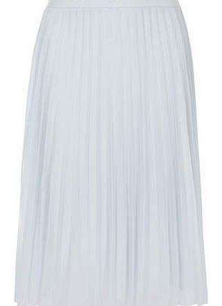 Womens Tall Ice Blue Mesh Pleat Midi Skirt- Blue