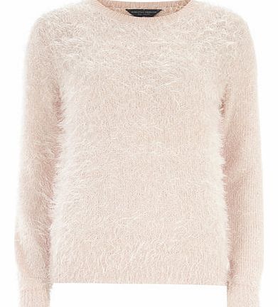 Womens Tall nude fluffy knit jumper- Blush