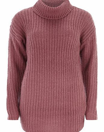 Womens Tall Rose Roll Neck Jumper- Pink DP55147915