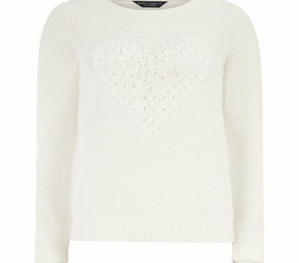 Dorothy Perkins Womens Tall Teddy Heart Jumper- White DP55157102