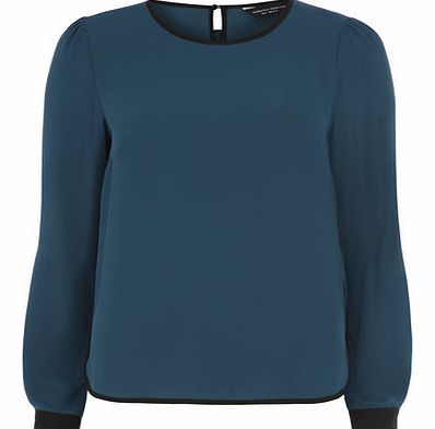 Dorothy Perkins Womens Teal Long Sleeve Top- Blue DP05498328