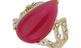 Dorothy Perkins Womens Tear Drop Stone Ring- Gold DP49814564