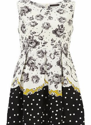 Womens Tenki White Rose Print Dress- White