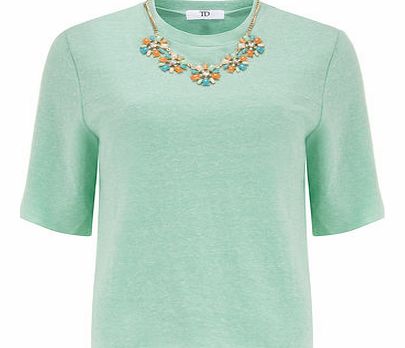 Womens True decadence Green Marl Jewel Neck