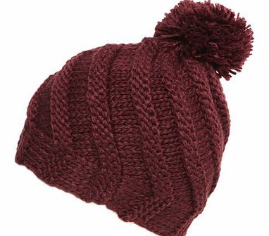 Dorothy Perkins Womens Wine swirl knitted pom pom hat- Red