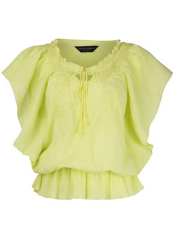 Dorothy Perkins Yellow flutter sleeve top