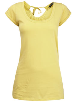 Yellow keyhole back crew top