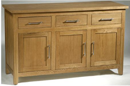 Oak Large Sideboard - Chrome Handles -