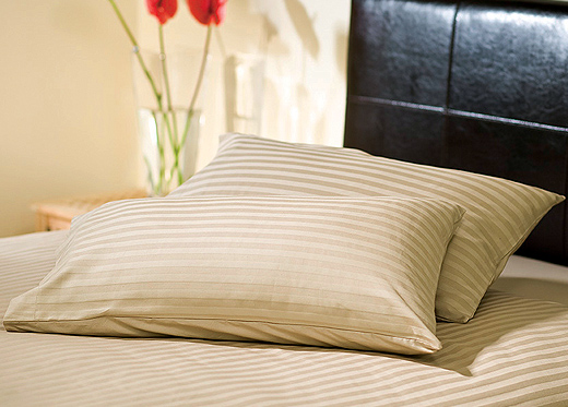 double Sateen Stripe Duvet Cover - Latte - Latte