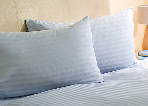 double Sateen Stripe Duvet Cover - Light Blue -